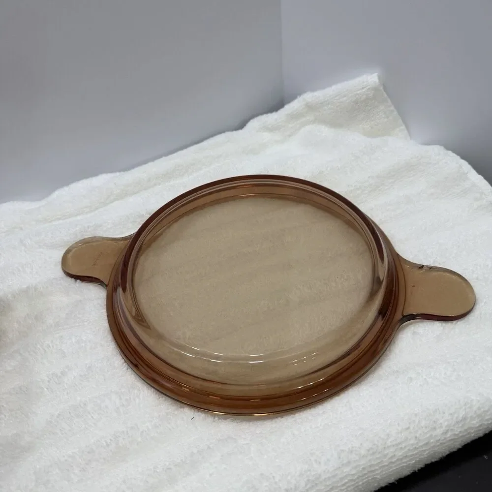 Vintage Vision Corning Amber Covered Casserole Baking Dish w/ Flat Lid France
